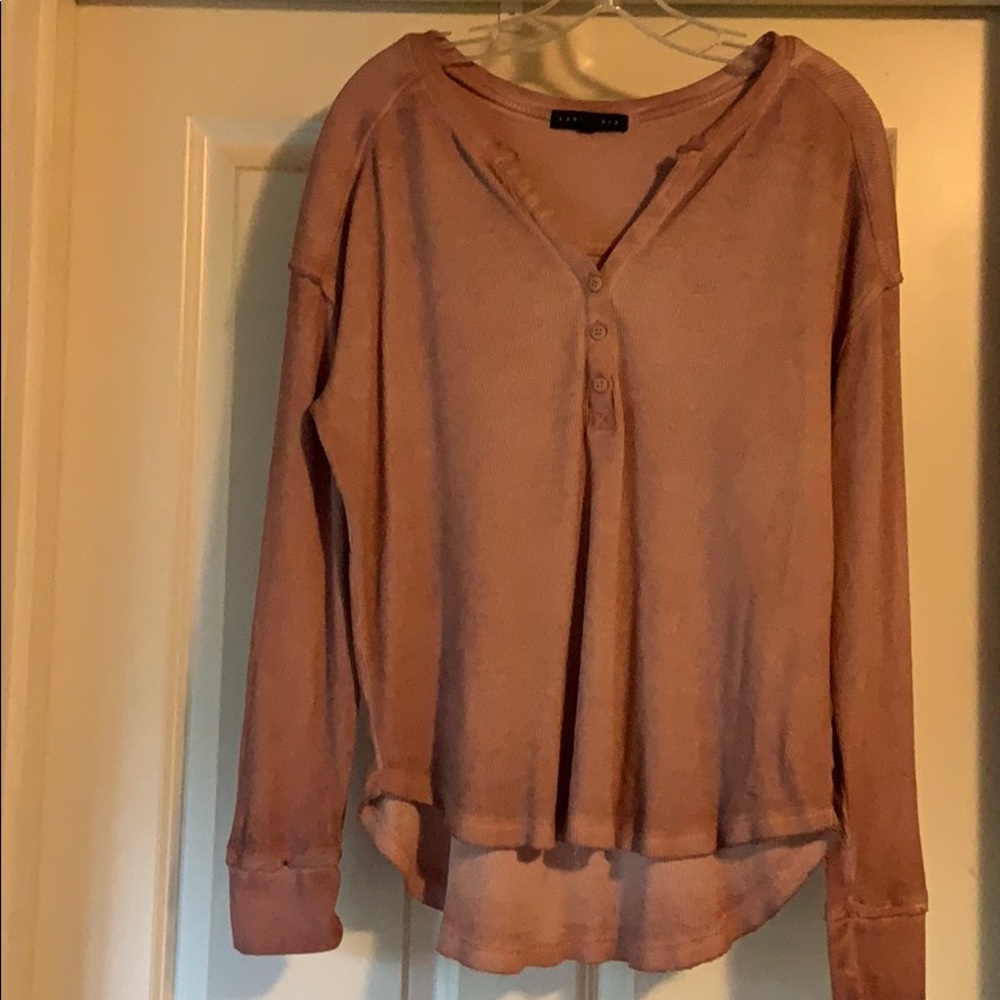 Sanctuary Long-Sleeved Waffle Knit Henley